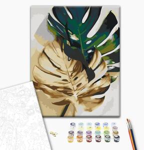 Quadro con numeri Monstera d'oro