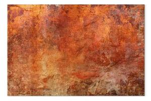 Quadro moderno Parco d'autunno - Astrazione con vegetazione sfocata in rosso e giallo