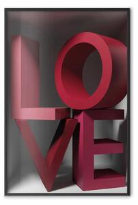 Poster: Amore in rossi - scritte rosse con effetto 3D su sfondo chiaro