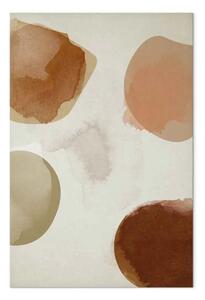 Quadro su tela Acquerello - Astrazione con macchie ovali marrone e beige