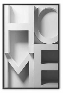 Poster: Home in grigi - scritte inglesi con effetto 3D su sfondo chiaro