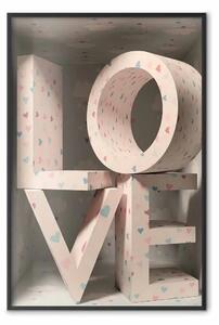 Poster: Amore tra cuoricini - scritte in cuoricini su sfondo chiaro