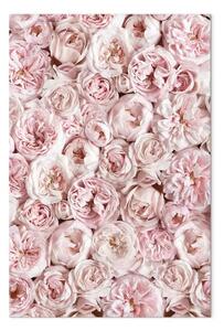 Quadro contemporaneo Tappeto con fiori rosa visti da sopra in un colore rosa pallido