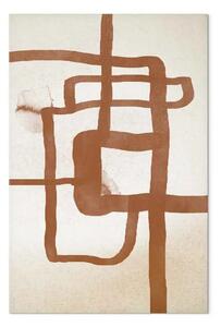 Quadro moderno Sentiero - astrazione nello stile scandi boho raffigurante una linee curve che fa sembrare una strada su uno sfondo beige
