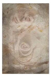 Quadro Rosa- composizione in stile retrò con fiori su uno sfondo beige