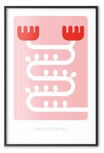 Poster: Semplicità del rosso - scritte e motivo astratto bianco su sfondo rosa