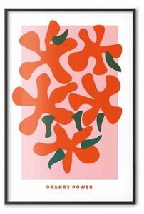 Poster: Bouquet arancione - fiori colorati astratti e scritte in inglese
