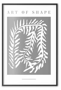 Poster: Arte della forma - scritte in inglese e pianta bianca su sfondo grigio