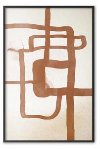 Poster: Strada verso est - disegno artistico marrone in motivo astratto