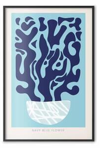 Poster: Composizione blu navy - scritte in inglese e pianta astratta