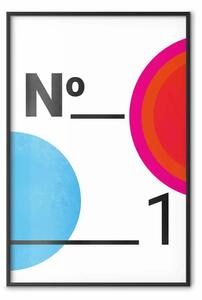 Poster: Numero 1 - numeri neri e figure geometriche colorate su sfondo bianco