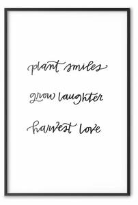 Poster: Gioia e amore - scritte nere in inglese su sfondo bianco