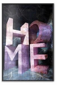 Poster: Home in viola - scritta viola con effetto 3D su sfondo astratto