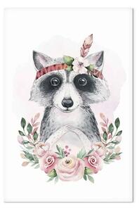 Quadro Procione con fascia - grafica colorata con animali per bambini