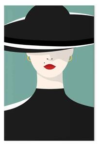 Quadro Femminilità verticale - ritratto di donna con cappello nero