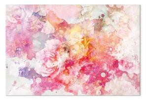 Quadro moderno Esplosione di fiori largo - astrazione di fiori rosa