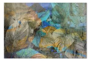 Quadro contemporaneo Foglie addensanti - tema botanico con kalate e un effetto colorato