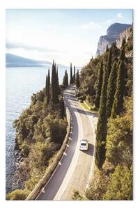 Quadro moderno Vista del Lago di Garda - Paesaggio estivo con montagna e lago