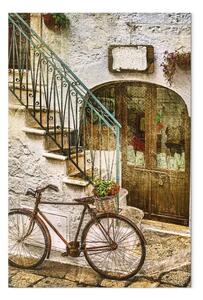 Quadro su tela Bici sulle scale di pietra - Fotografia della città italiana