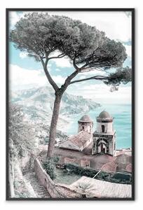 Poster: Ravello - paesaggio estivo di alberi sullo sfondo del mare