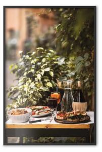 Poster: Siesta - vino e cibo italiano con piante verdi