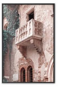 Poster: Balcone di Giulietta - architettura rossa in città italiana