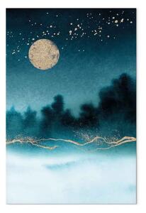 Quadro su tela Misty Moon verticale - paesaggio lunare