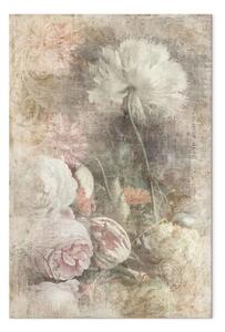 Quadro contemporaneo Natura morta Vintage - fiori delicati su uno sfondo grigio
