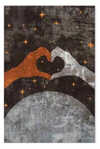Quadro moderno Mani a forma di cuore - Astrazione con cielo nero e stelle