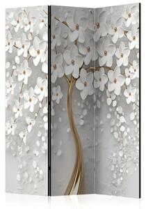 Paravento design Magnolia magica - astrazione bianca con albero