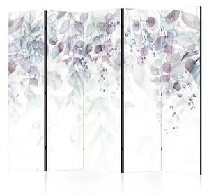Paravento design Tocco di natura - variante 2 II - foglie su bianco