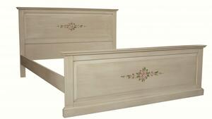 Letto matrimoniale in legno shabby avorio anticato decorato 173x209x110