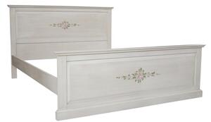 Letto matrimoniale in legno shabby bianco anticato decorato 173x209x110