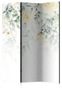 Paravento design Cascata di rose - variante 2 - fiori gialli tra le piante