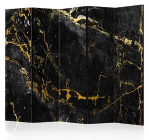 Paravento design Eleganza nera II - Sfondo con texture di marmo nero