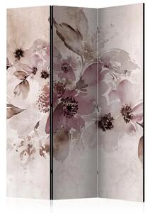 Paravento design Sfumature effimere - fiori acquerello rosa