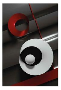 Quadro contemporaneo Tubi e semicerchi rossi bianchi - Astrazione tridimensionale