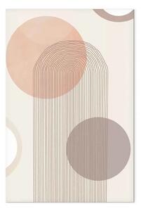 Quadro contemporaneo Ruote e linee - Astrazione con figure geometriche su uno sfondo beige