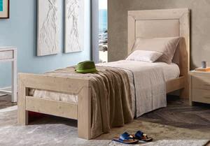 Letto singolo imbottito tessuto legno abete 112x208x130