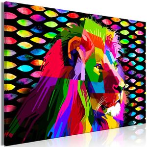 Leone arcobaleno - silhouette animale del re della giungla su sfondo colorato