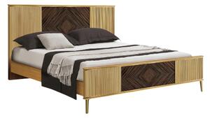 Letto matrimoniale contemporaneo cannettato legno naturale 215x212x150 (130)