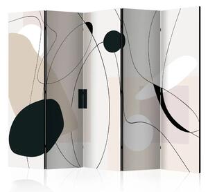 Paravento Onde di forme II - astrazione in onde stile scandiboho