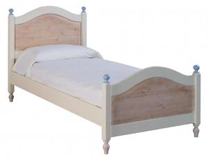 Letto singolo arte povera legno shabby azzurro e miele 98x212x111 (2229)
