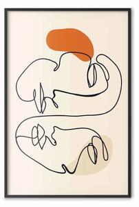 Poster: Unione solare - lineart semplice in volti umani su beige