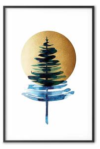 Poster: Inverno solare - albero e sole dorato