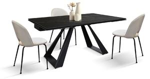 Tavolo moderno allungabile nero effetto marmo gambe nere 160x90x76