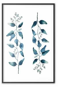 Poster: Sempre insieme - rami con foglie verdi su sfondo bianco contrastante