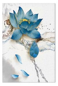 Quadro moderno Fiore selvatico verticale - pianta blu su sfondo invernale