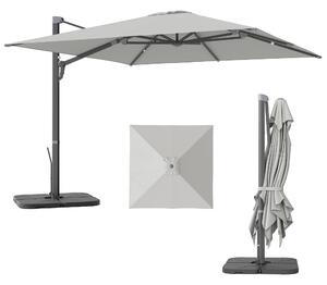 Ombrellone a Sbalzo con Manovella 365x297x256 cm con Base a Croce Grigio Chiaro