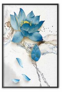 Poster: Fiore selvatico - composizione invernale di fiore blu su chiaro